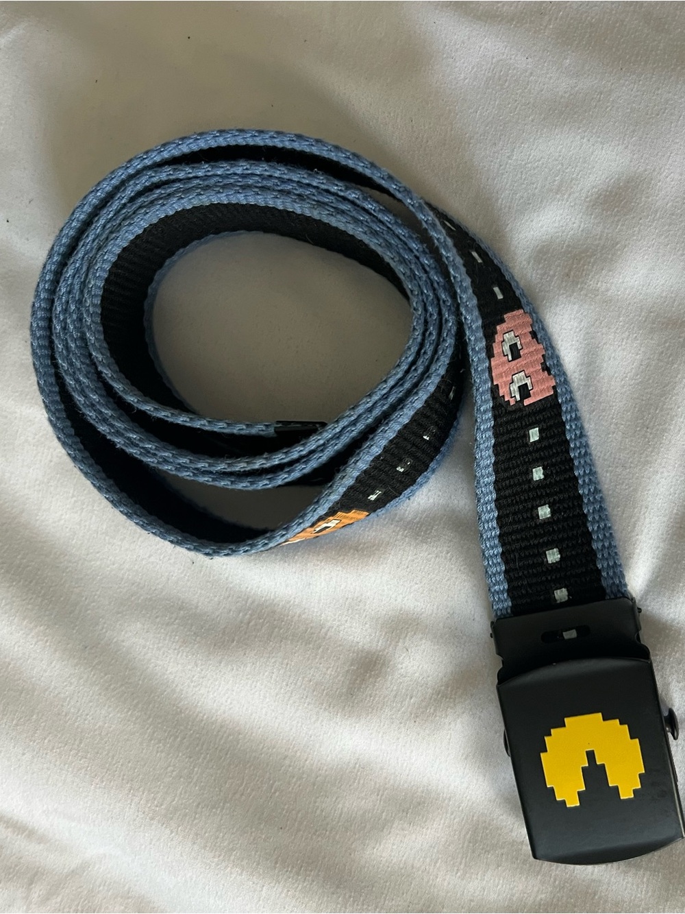 Casual Pixel-Graphic Canvas Web Belt in Light Blue and Black